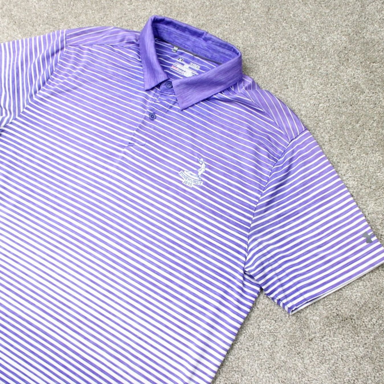 Under Armour Under Armour Polo Shirt Mens XL Purple UA Heatgear Loose Fit S/S Pinehurst Logo Size US XL / EU 56 / 4 - 3 Thumbnail