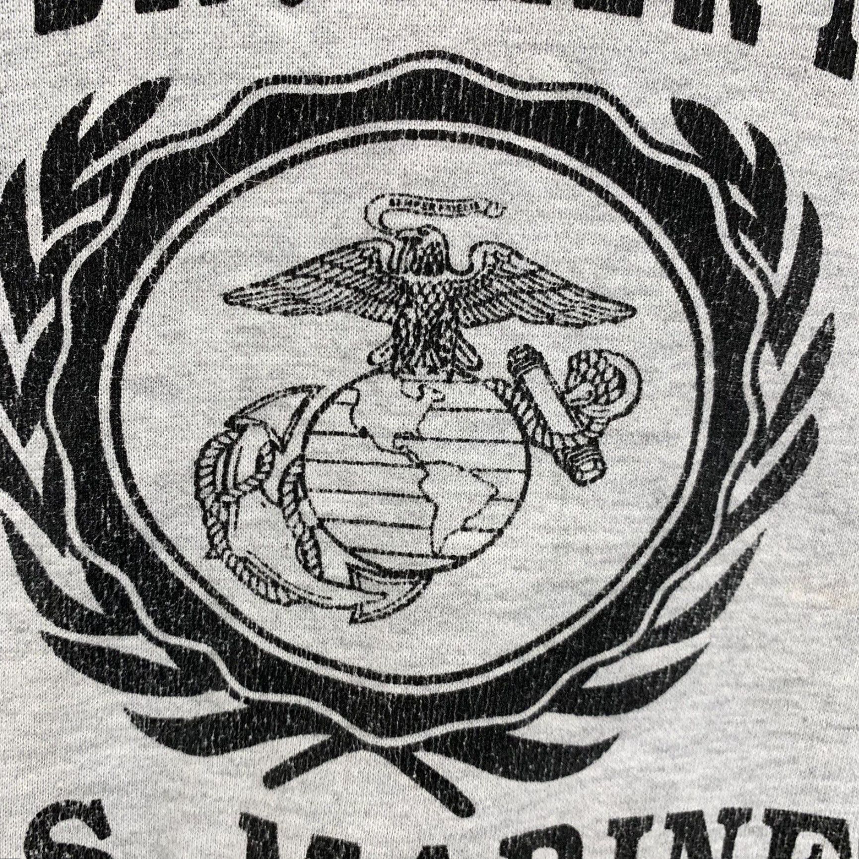 Jerzees VINTAGE United States Marine Corps Hoodie Mens Large Gray Cotton Polyester Fleece Graphic Print Navy Marine 90s Pullover JERZEES Size US L / EU 52-54 / 3 - 5 Thumbnail
