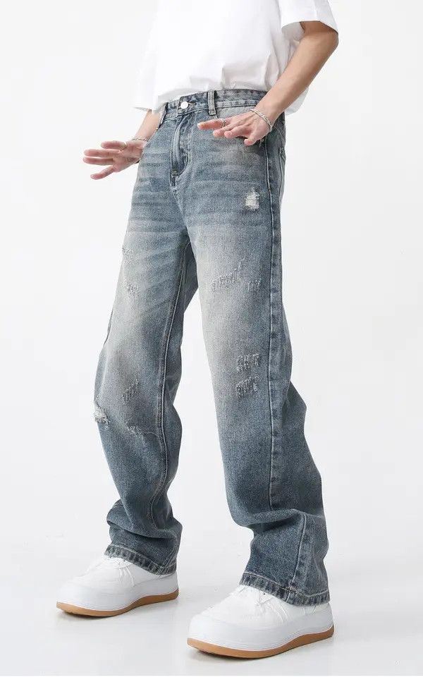 Japanese Brand Komuro x Miho Straight-leg loose-fitting distressed jeans Size US 32 / EU 48 - 4 Thumbnail