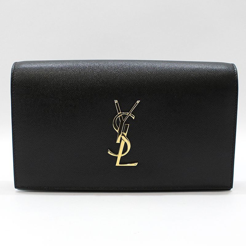 Yves Saint Laurent Black Caviar Gold Monogram Clutch Size ONE SIZE - 1 Thumbnail