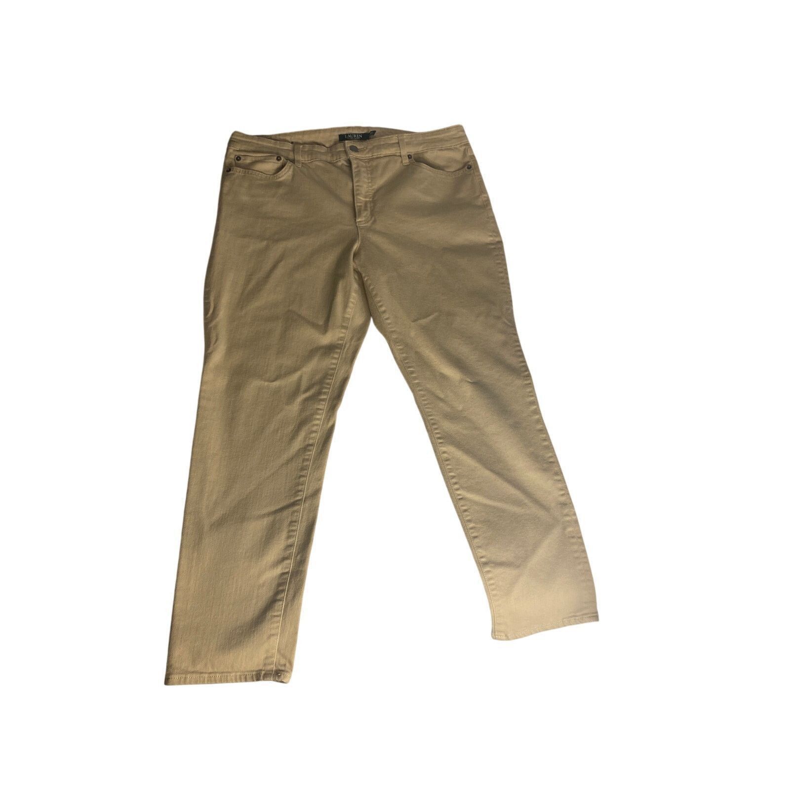 Lauren Ralph Lauren Classic Minimalist Neutral Khaki Skinny Ankle Ralph Lauren Size 38" / US 16 / IT 52 - 2 Thumbnail
