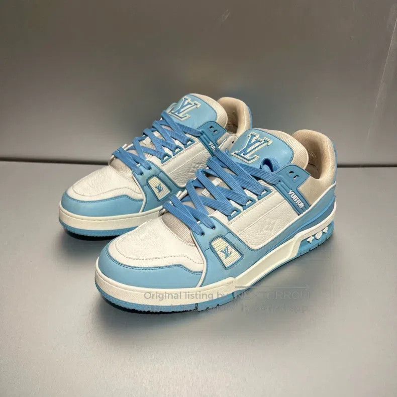 Louis Vuitton Louis Vuitton Trainer White and Blue Trainer Board Shoes Size US 8.5 / EU 41-42 - 1 Thumbnail