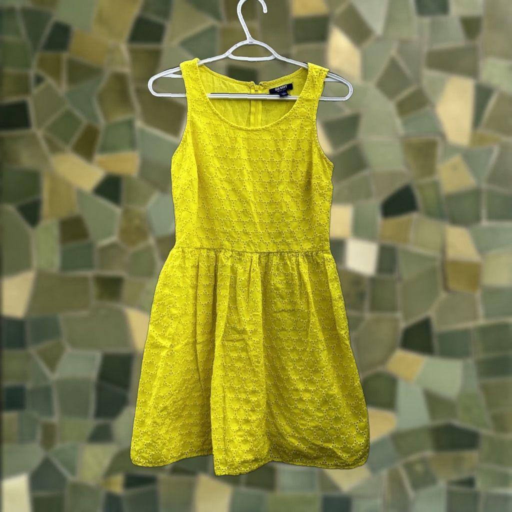 Old Navy Old Navy Dress Womens Eyelet Embroidered Yellow Sleeveless Short A-Line 4 Womens Size S / US 4 / IT 40 - 1 Thumbnail