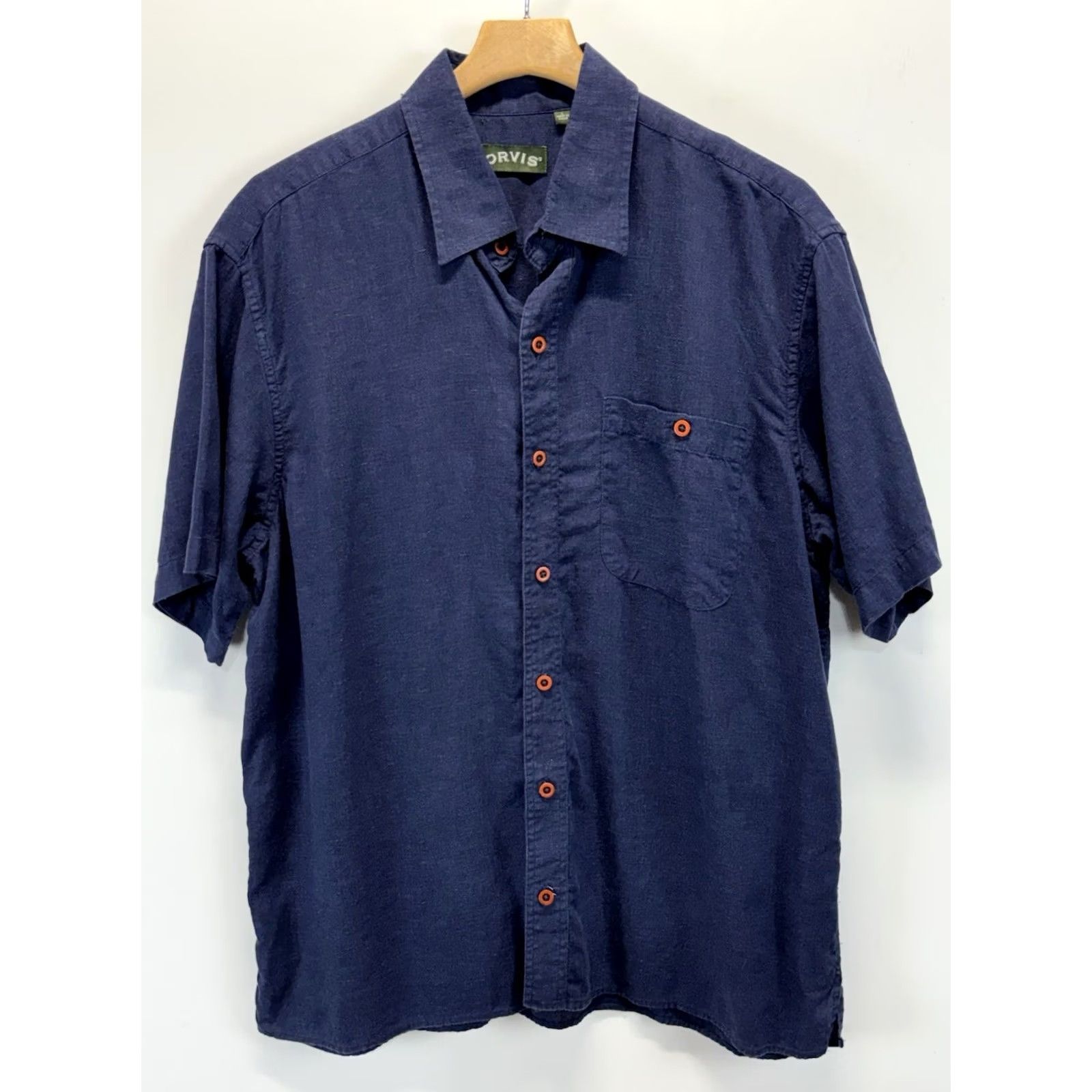 Orvis Orvis Shirt L Navy Hemp Tencel Short Sleeve Lightweight Summer Men’s Button Down Size US L / EU 52-54 / 3 - 2 Thumbnail