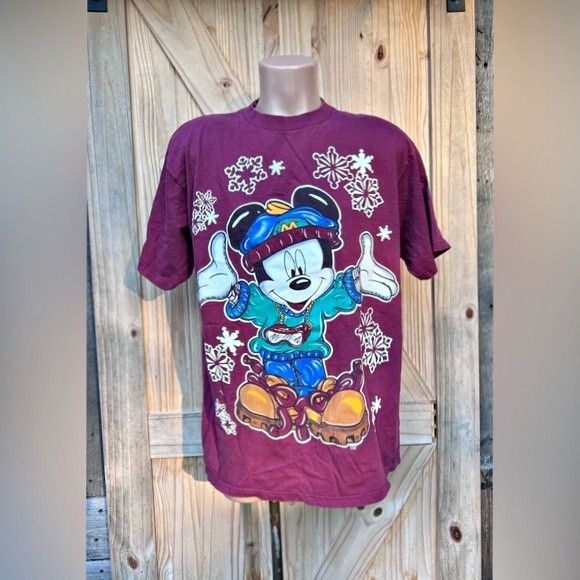 Disney Vintage 90s Mickey Mouse Unlimited Ski Snow Winter T-Shirt Size US XL / EU 56 / 4 - 1 Thumbnail