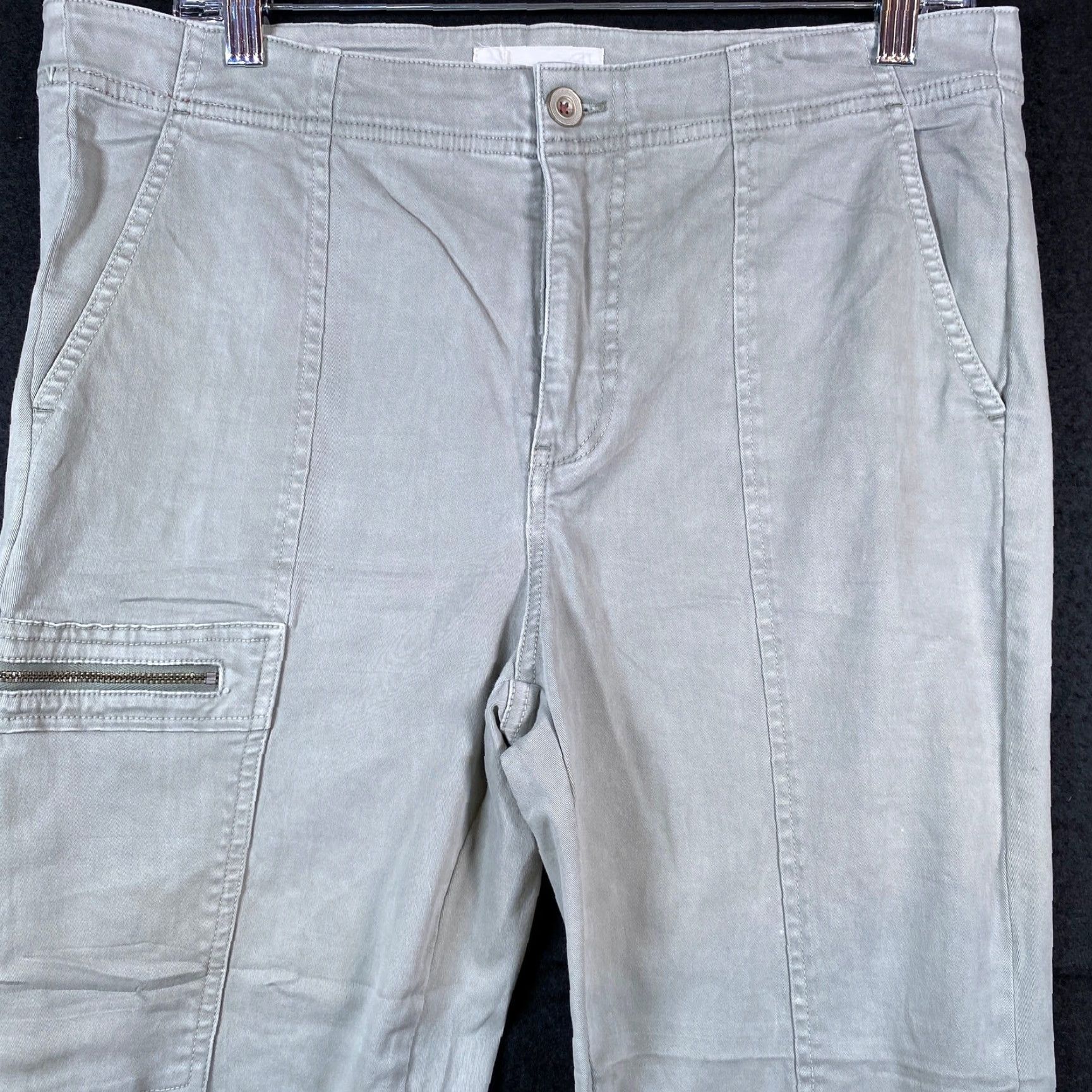 Anthropologie VINTAGE Anthropologie Womens Pants Gray Jogger Cargo Ankle Zip Capris Stretch 31 Size 24" / US 00 / IT 34 - 2 Thumbnail