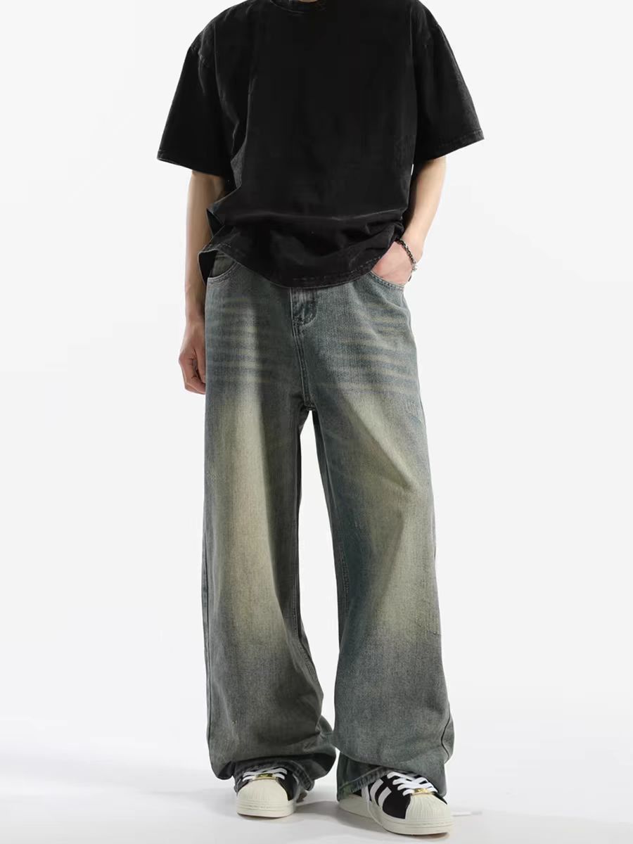 Vintage Washed and distressed baggy straight-leg jeans Size US 30 / EU 46 - 2 Thumbnail