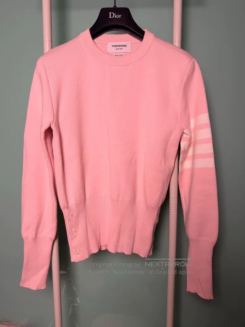 Thom Browne Thom Browne Crescent Pink Knit Round Neck Sweater Size US XS / EU 42 / 0 - 1 Thumbnail