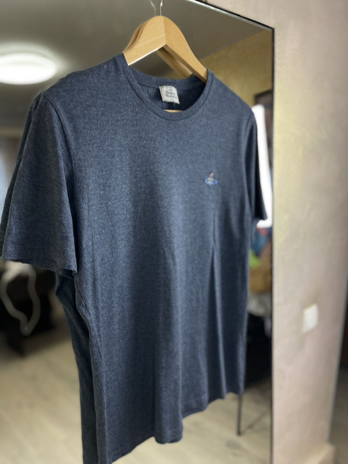 Vivienne Westwood Vivienne Westwood MAN Embroidered Orb Heather Navy Tee Size US L / EU 52-54 / 3 - 5 Thumbnail