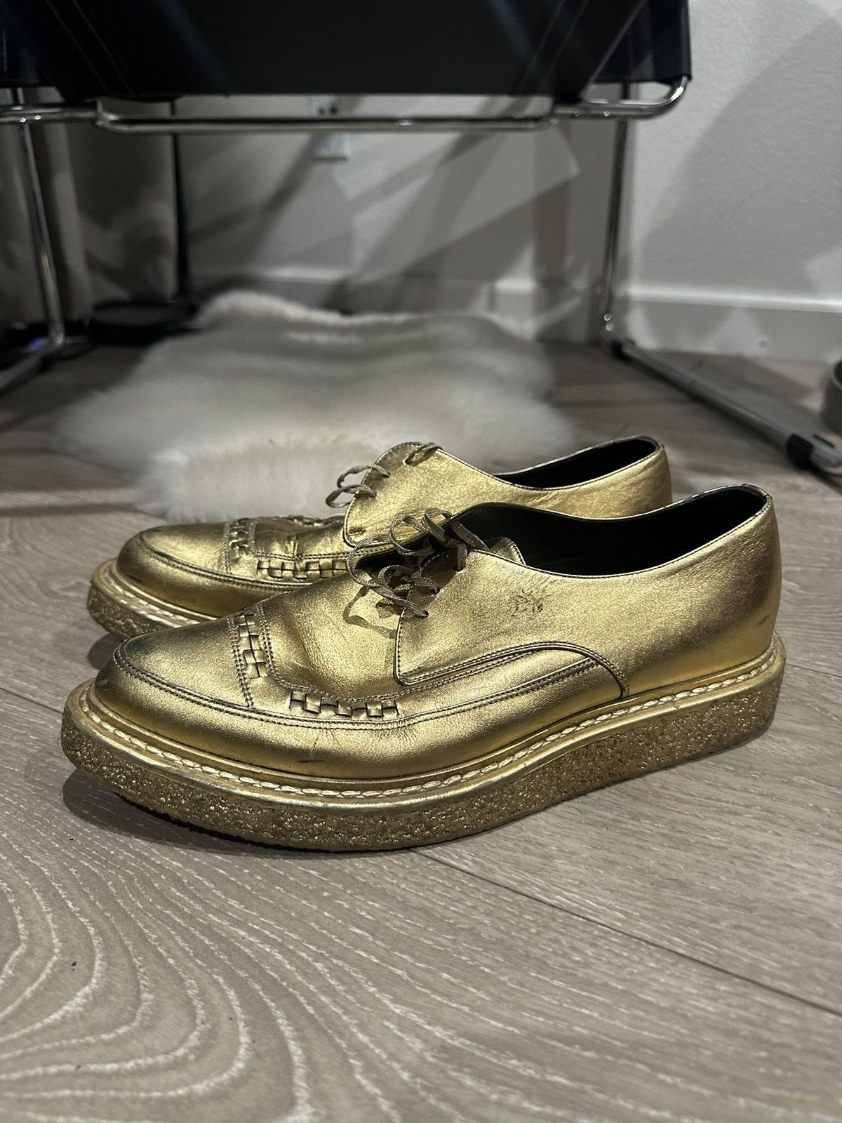 Hedi Slimane × Saint Laurent Paris FW14 Gold Creepers 42 Size US 9 / EU 42 - 3 Thumbnail