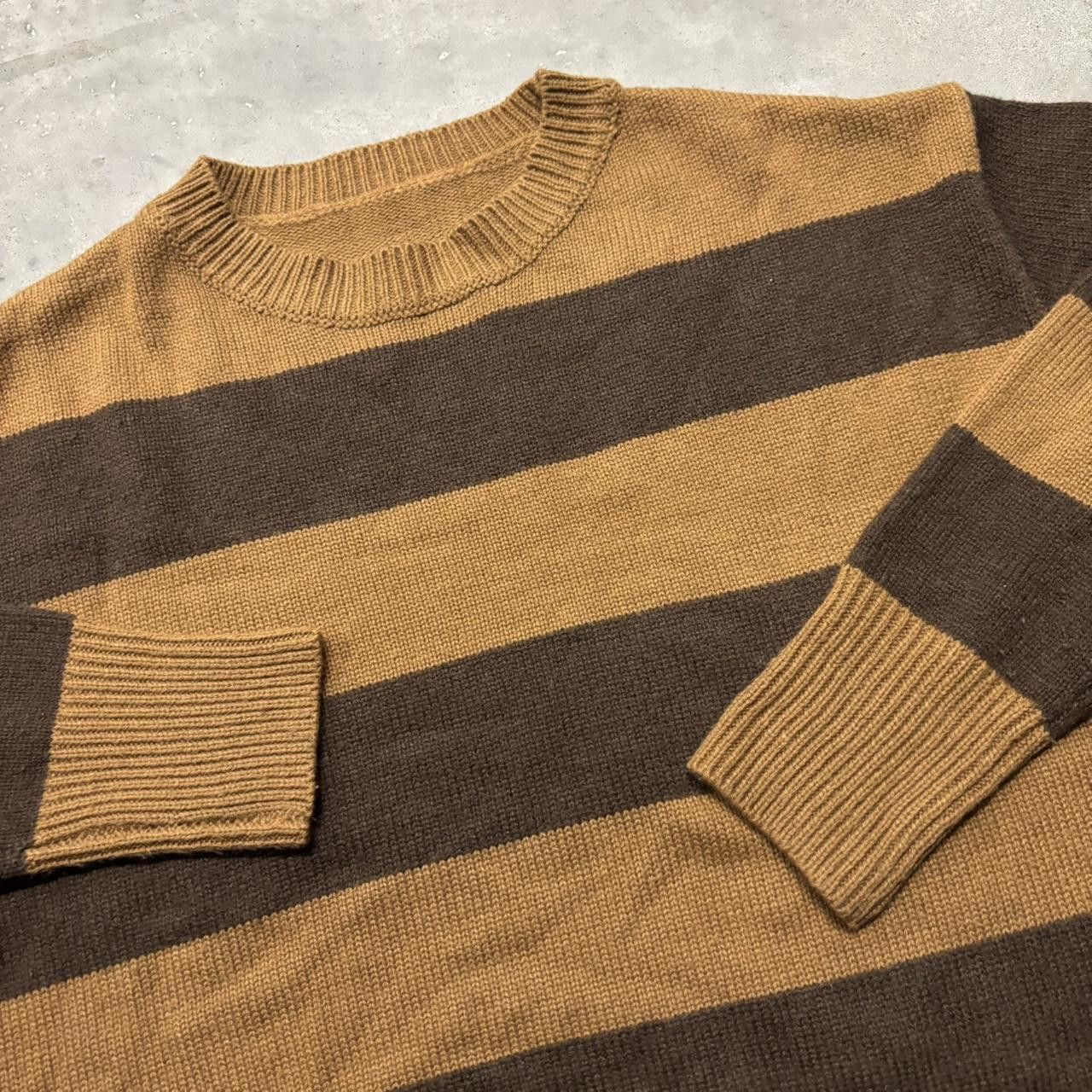 Japanese Brand × Vintage Crazy Vintage Y2K/2000s Cute Brown & Tan Striped Sweater! Size M / US 6-8 / IT 42-44 - 3 Thumbnail