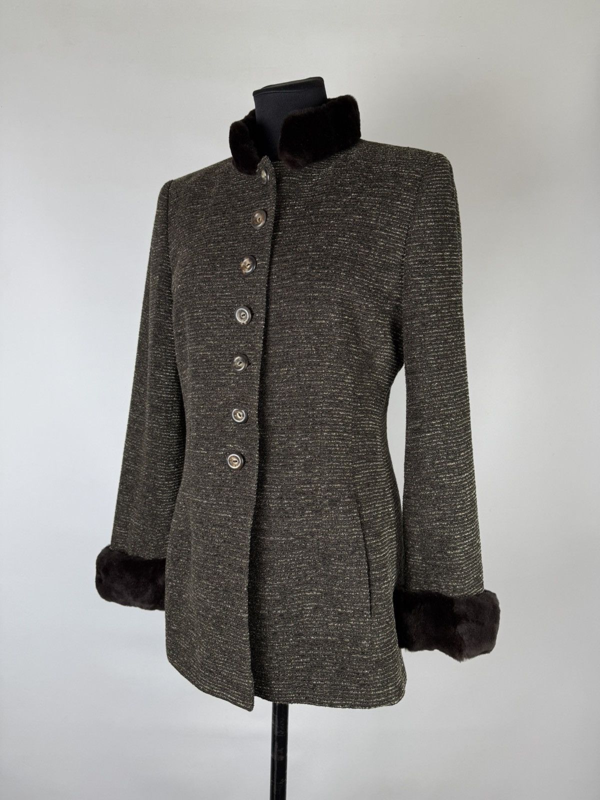 Akris Akris Schurwolle Mink Fur Trim Collar Button Tailored Jacket Size M / US 6-8 / IT 42-44 - 1 Thumbnail