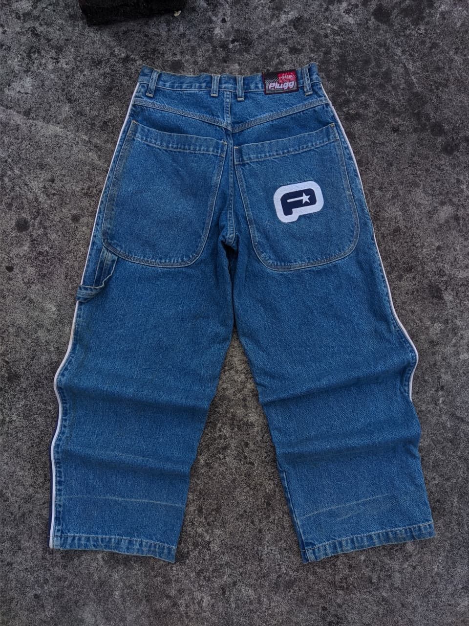 JNCO Rare! Vintage Plugg Y2K With Stripe Baggy Wide Leg Jeans Size US 28 / EU 44 - 2 Thumbnail