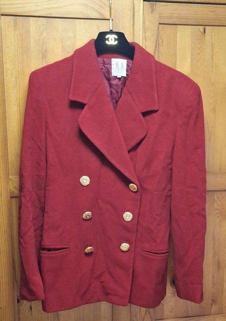 image of Vintage Loewe Wool Red Long Blazer, Women's (Size Small)