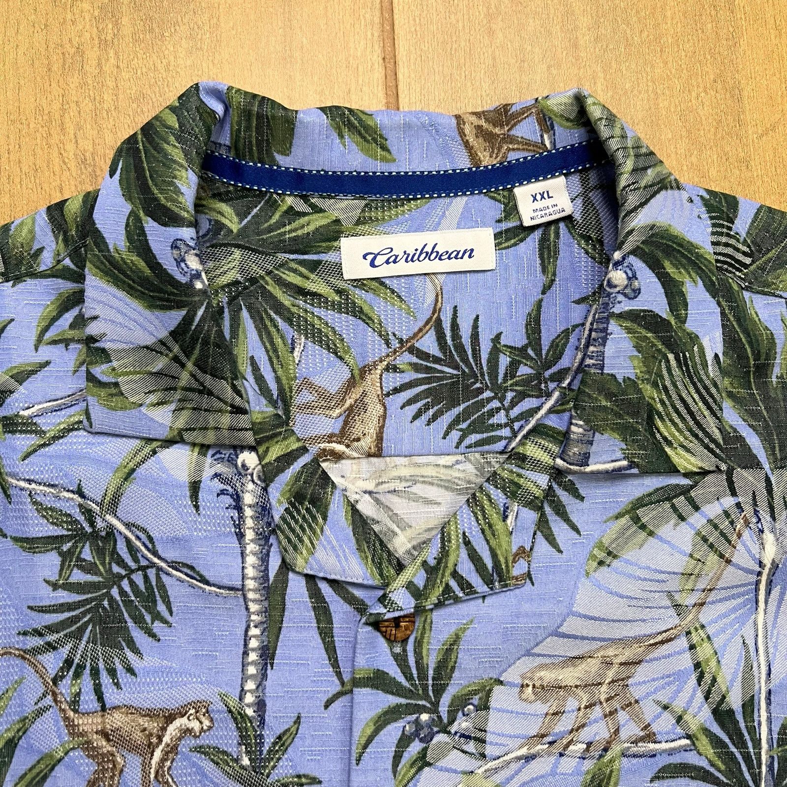 Vintage Caribbean Hawaiian Shirt Men XXL Blue Monkey Jungle Tropical Size US XXL / EU 58 / 5 - 5 Thumbnail