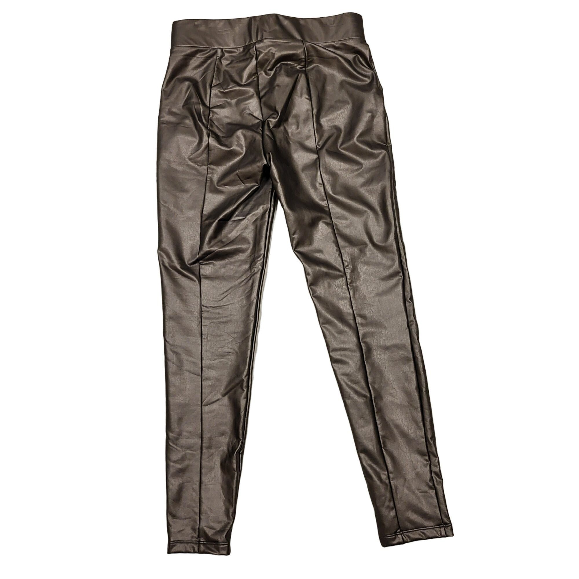 Loft Loft Pleated Skinny Pants Faux Leather Gunmetal Silver Grey Size 27" / US 4 / IT 40 - 2 Thumbnail