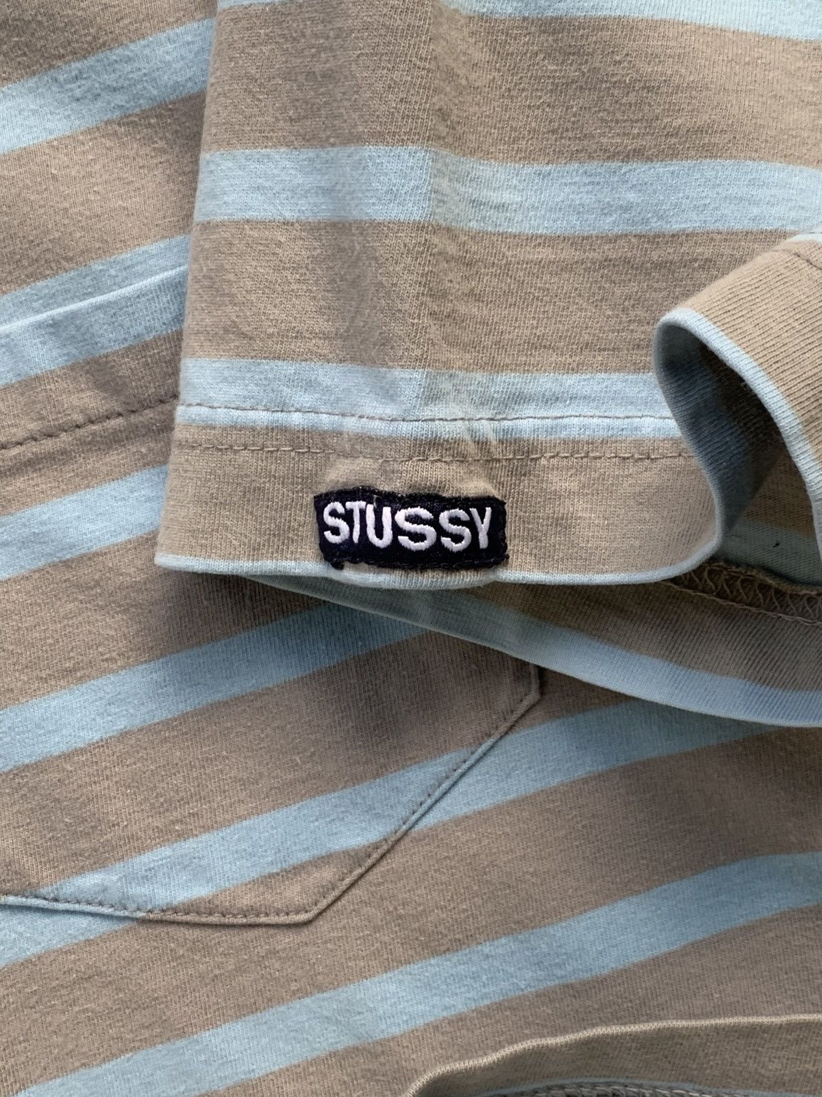 Stussy × Vintage Vintage 90s Stussy Stripe Pocket Tee Size US M / EU 48-50 / 2 - 4 Thumbnail