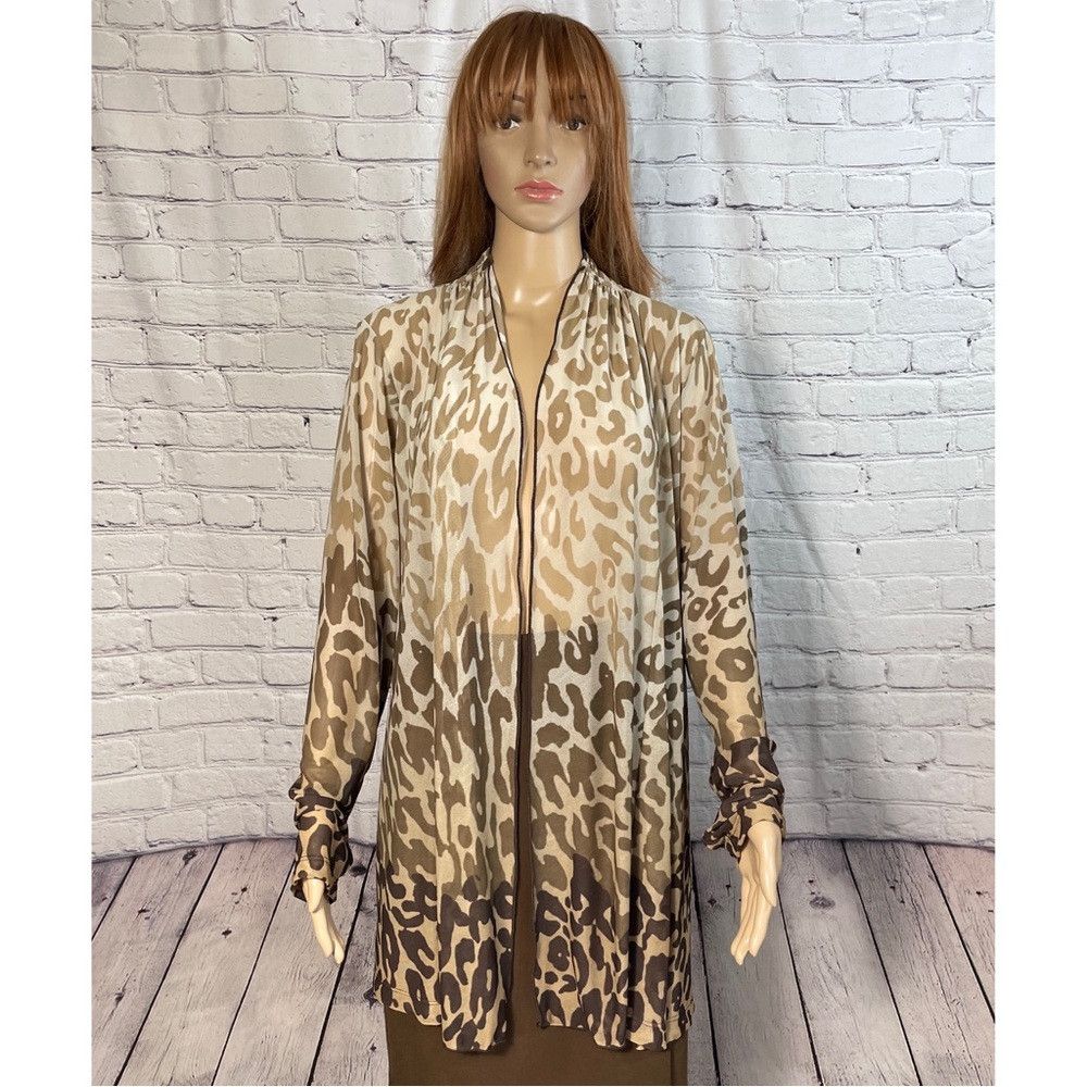 Other Susan Graver Animal Print Open Front Cardigan Size L Size L / US 10 / IT 46 - 1 Thumbnail