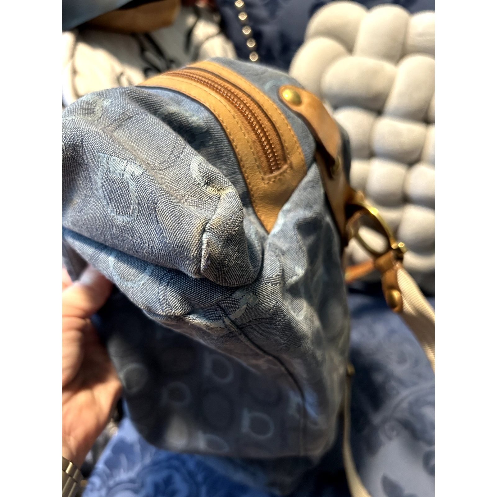 Salvatore Ferragamo Vintage Salvatore Ferragamo Gancini-pattern Blue Denim Size ONE SIZE - 10 Thumbnail