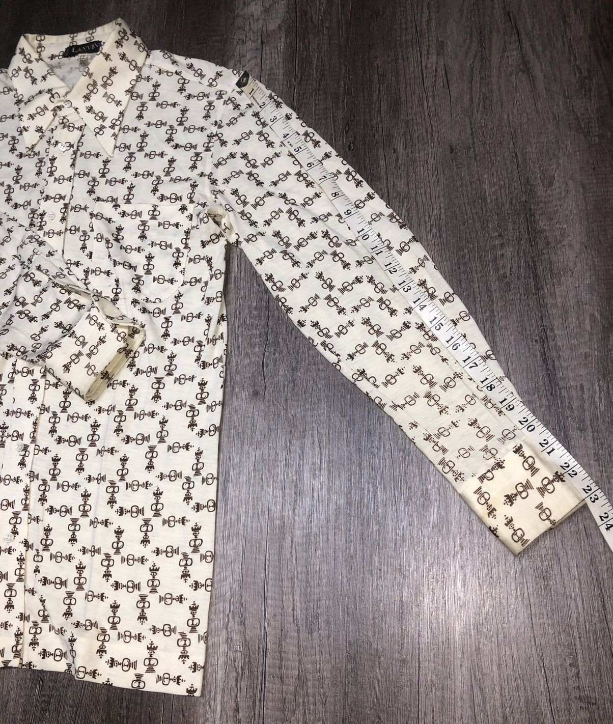 Designer × Lanvin × Vintage Vintage Lanvin Paris Monogram Button Up Long Sleeve Shirt Size US S / EU 44-46 / 1 - 4 Thumbnail