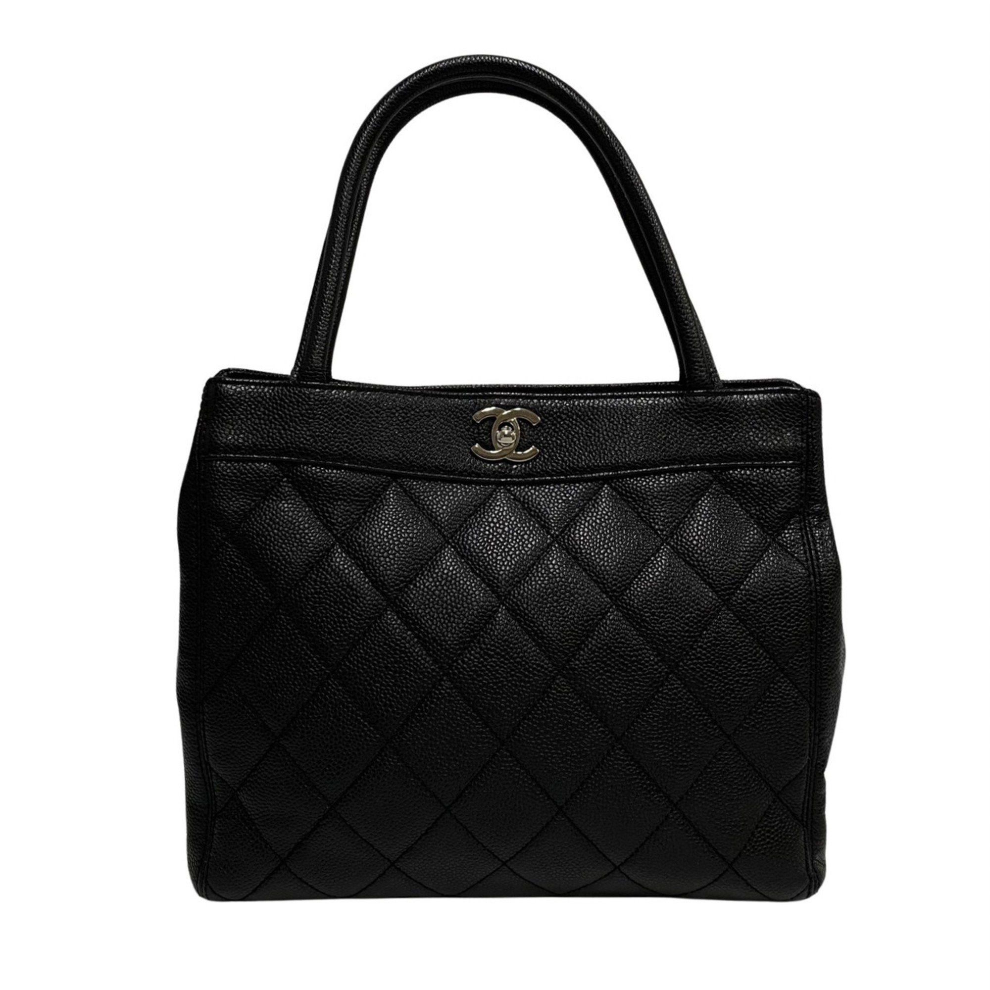 Chanel CHANEL Caviar Skin Matelasse Leather Genuine Handbag Tote Bag Black Grailed