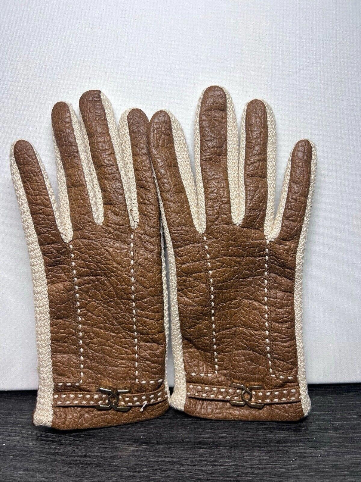 Designer Womens Leather Driver Gloves Nova Aris Brown/Tan SZ L Size ONE SIZE - 1 Thumbnail