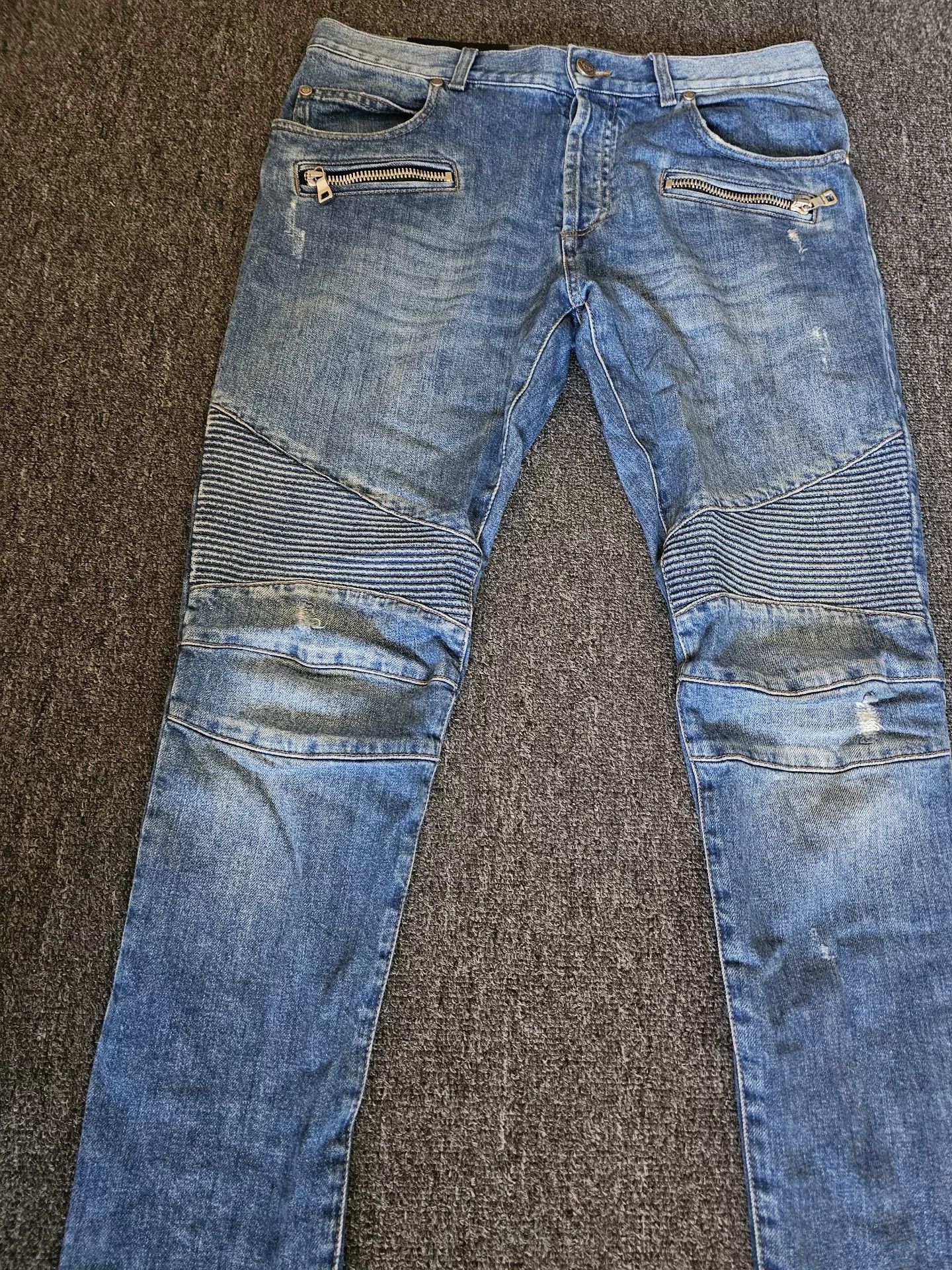 Balmain mens motorcycle denim pants by Balmain Size US 32 / EU 48 - 1 Preview