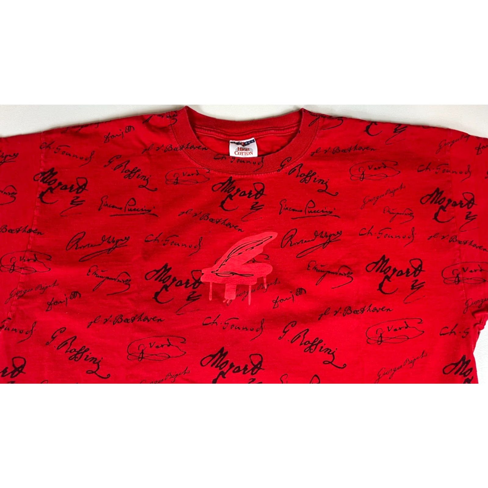 Jerzees VINTAGE JERZEES Unisex Adults Famous Classical Music Composers T-Shirt Allover Print Sz L Red Size US L / EU 52-54 / 3 - 4 Thumbnail