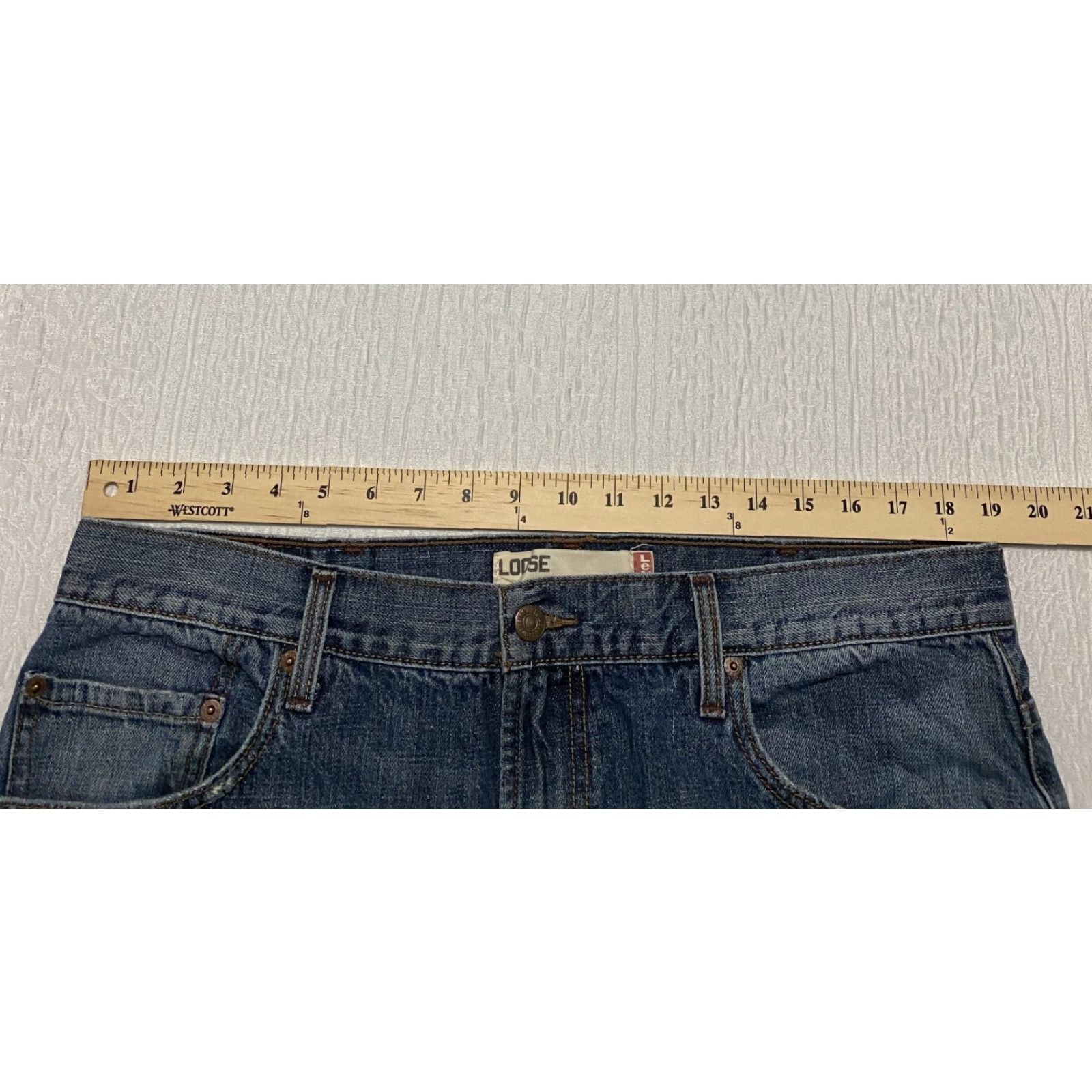 Levi's Levi's 569 Jeans Mens 38x29 Blue Wide-Leg Relaxed 5-Pocket Denim Cotton Button Zip Hemmed Whiskers Size US 38 / EU 54 - 4 Thumbnail