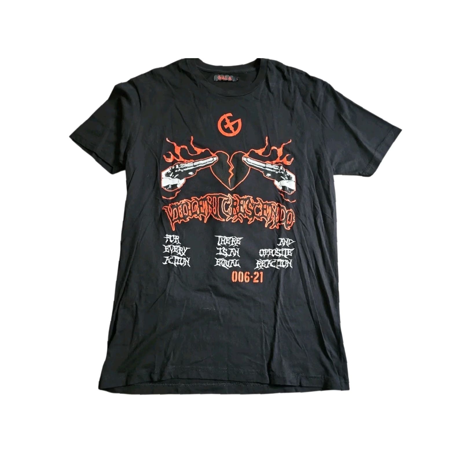 Vintage Gala Mens L T-Shirt Black Cotton Blend Logo Short Sleeve Crew Neck 90s Goth Grunge Retro University USA Vintage Noご Size US L / EU 52-54 / 3 - 2 Thumbnail