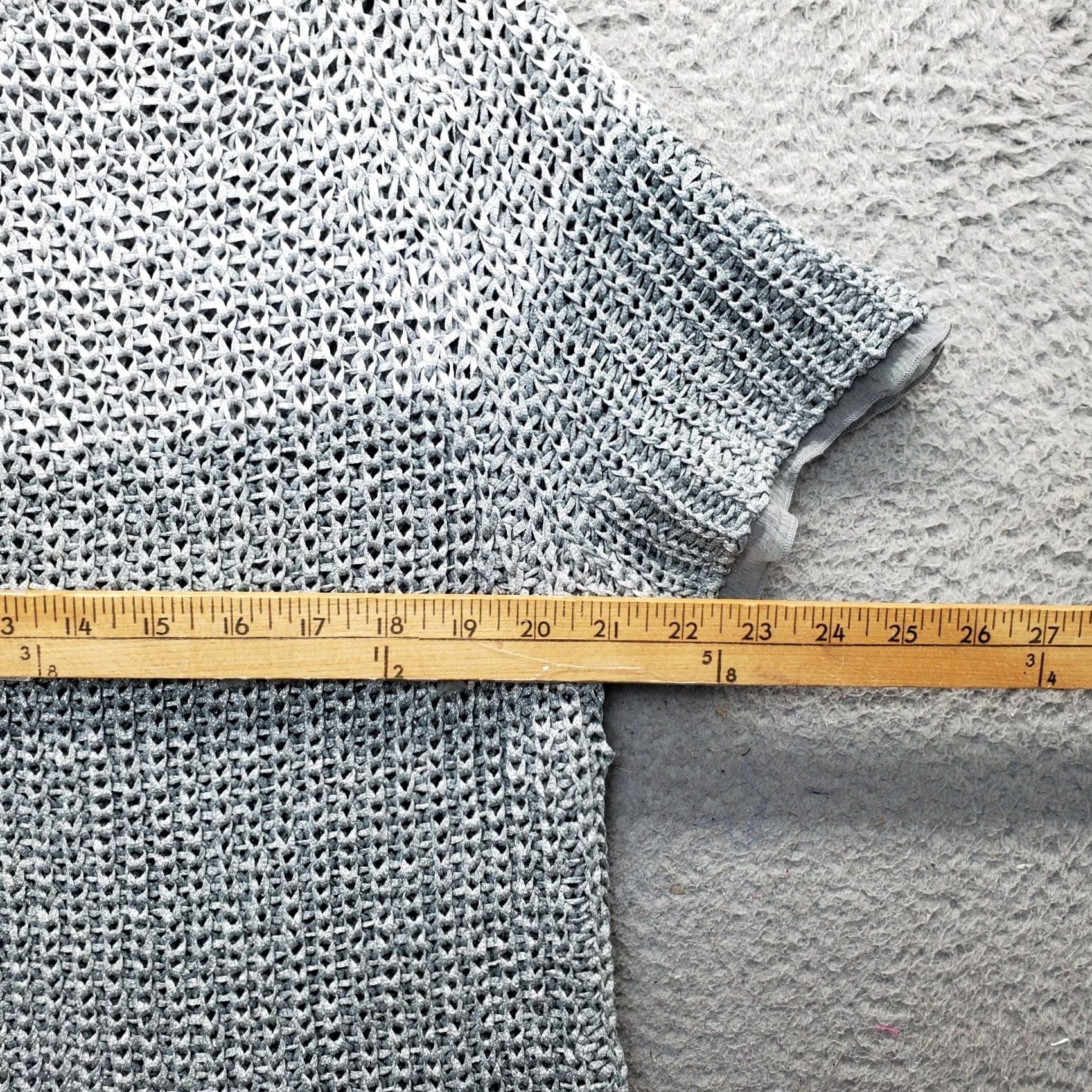 Vintage Chico's Cardigan Womens Size: Womens Size 3 Gray Knit Short Sleeve Open-Crochet Snap Front Cardigan Womens Mens Size XS / US 0-2 / IT 36-38 - 4 Thumbnail