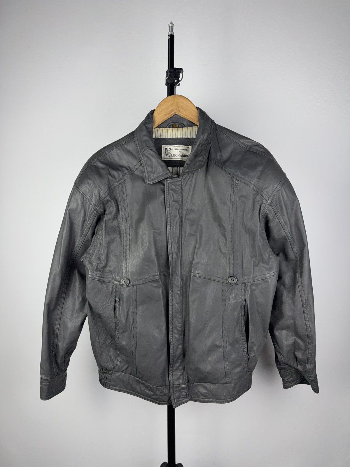 Vintage Vintage 90s Avant Garde Leather Leonardo Biker MOTO Jacket Size US M / EU 48-50 / 2 - 1 Thumbnail