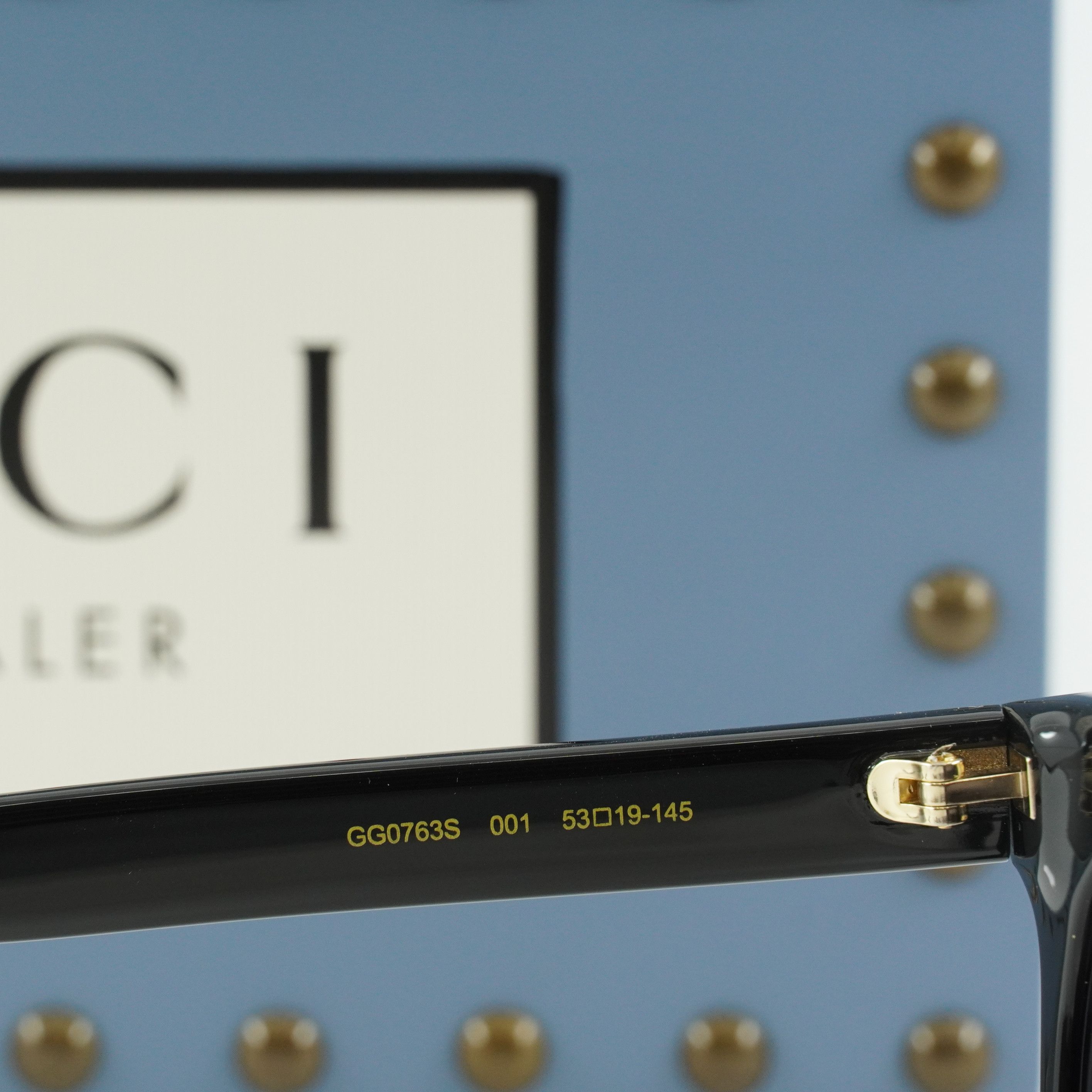 Gucci GG0763S 001 Women Sunglasses Black Cat Eye Frame, Grey Lenses Gucci GG0763S Designer Reading Glasses Gloss Black Gold Cat  main image 4
