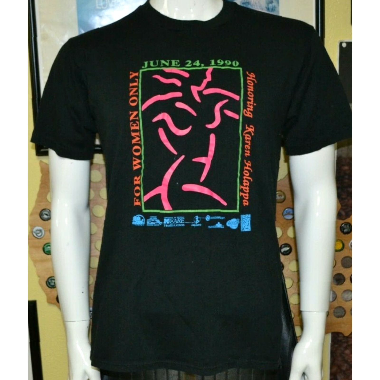 Jerzees VINTAGE 1990 For Women Only T Shirt Jerzees 50.50 Large Black Short Sleeve Running Race T-Shirt Graphic Tee Men’s? Size L / US 10 / IT 46 - 2 Thumbnail