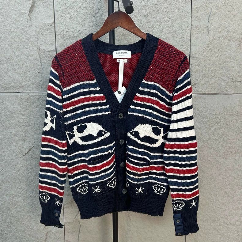 Thom Browne Thom Browne size2 Ocean element red and blue cardigan Size US M / EU 48-50 / 2 - 1 Thumbnail