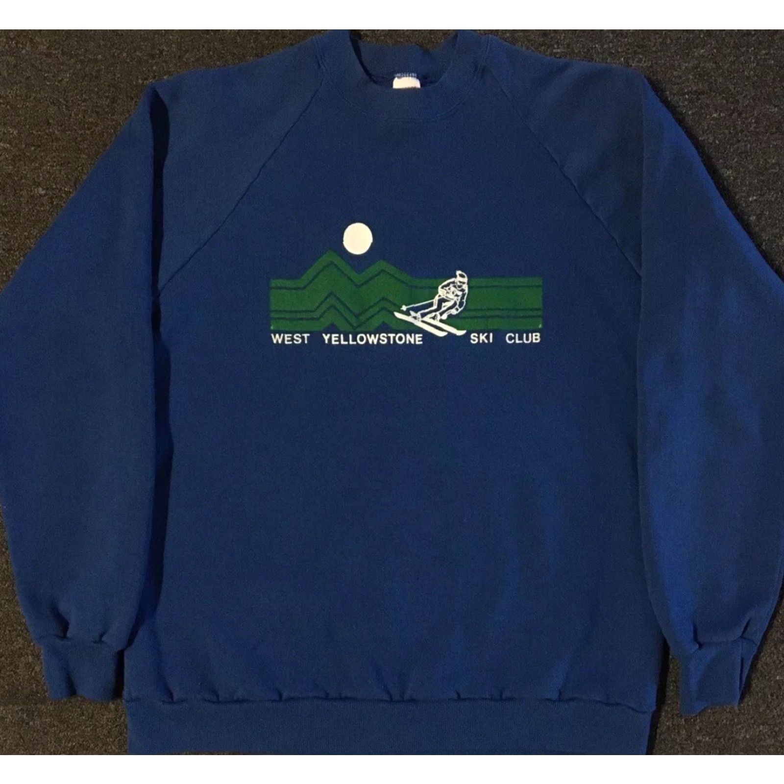 Vintage VINTAGE Yellowstone Ski Club Faded Sweatshirt S M Blue 80s 90s Grunge Ski Hoodie Men Pullover Pattern Striped USA National Park Shirt Size US S / EU 44-46 / 1 - 2 Thumbnail