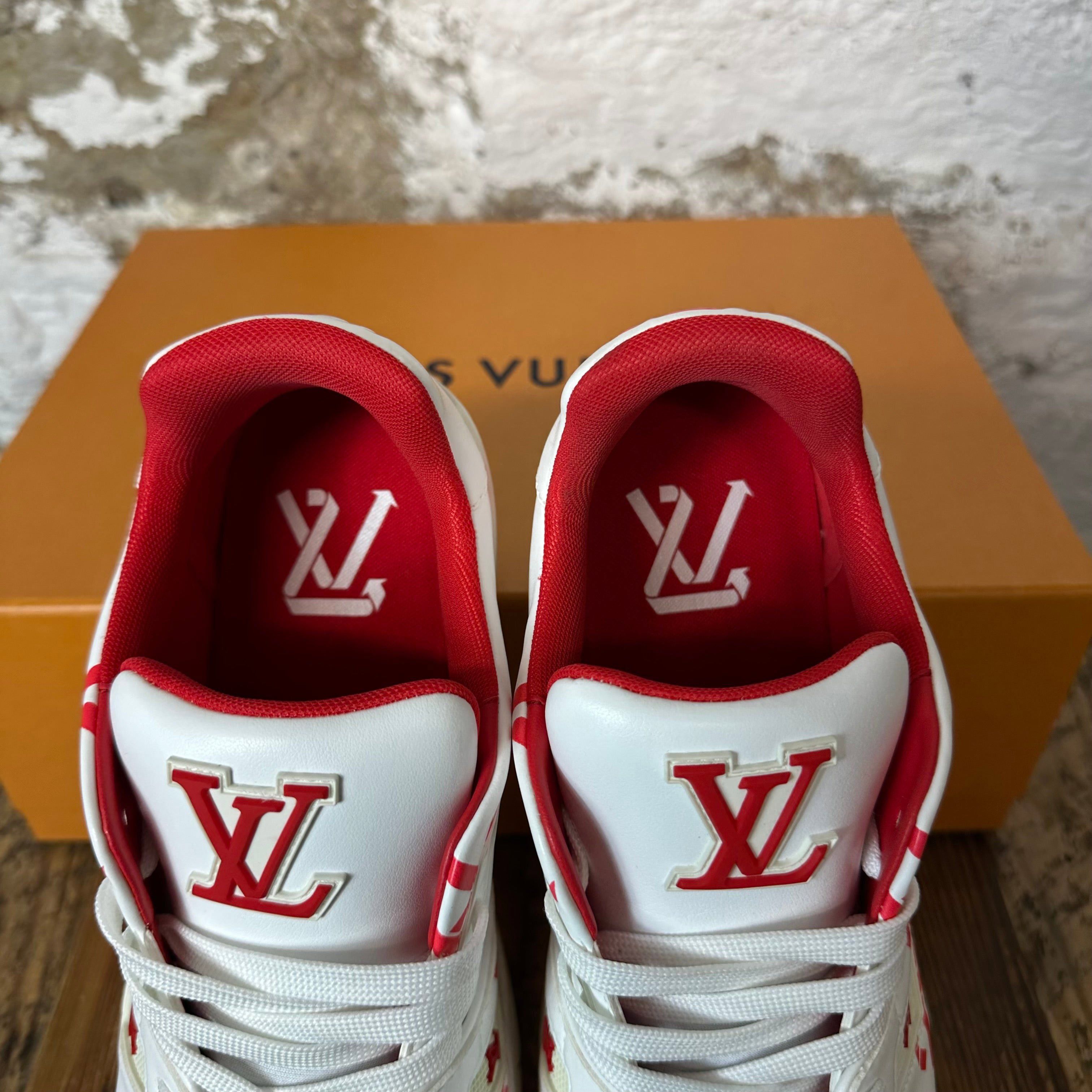 Louis Vuitton Louis Vuitton Red Letter White Trainer Sneaker Sz 8 (6.5LV) Size US 8 / EU 41 - 4 Thumbnail