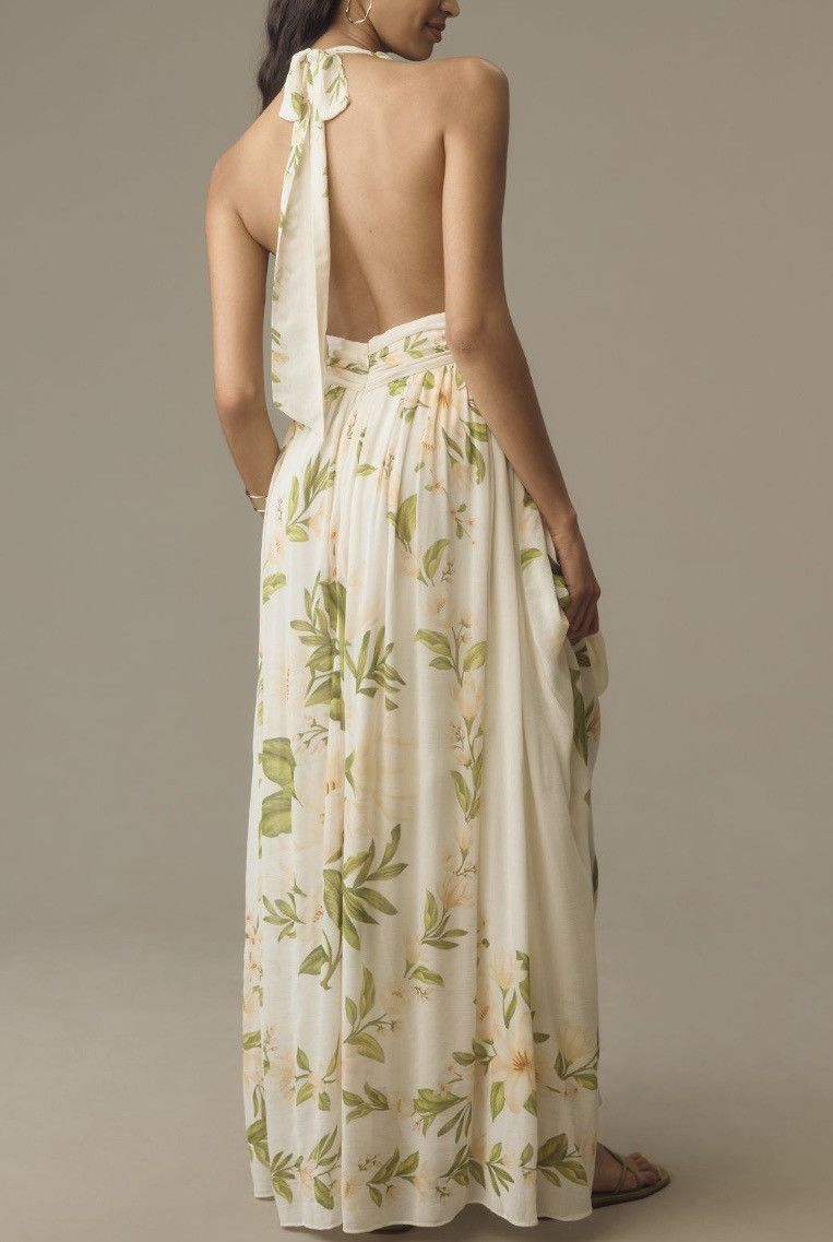 Farm Rio Farm Rio V-Neck Floral Chiffon Maxi Dress, Size L Size L / US 10 / IT 46 - 3 Thumbnail