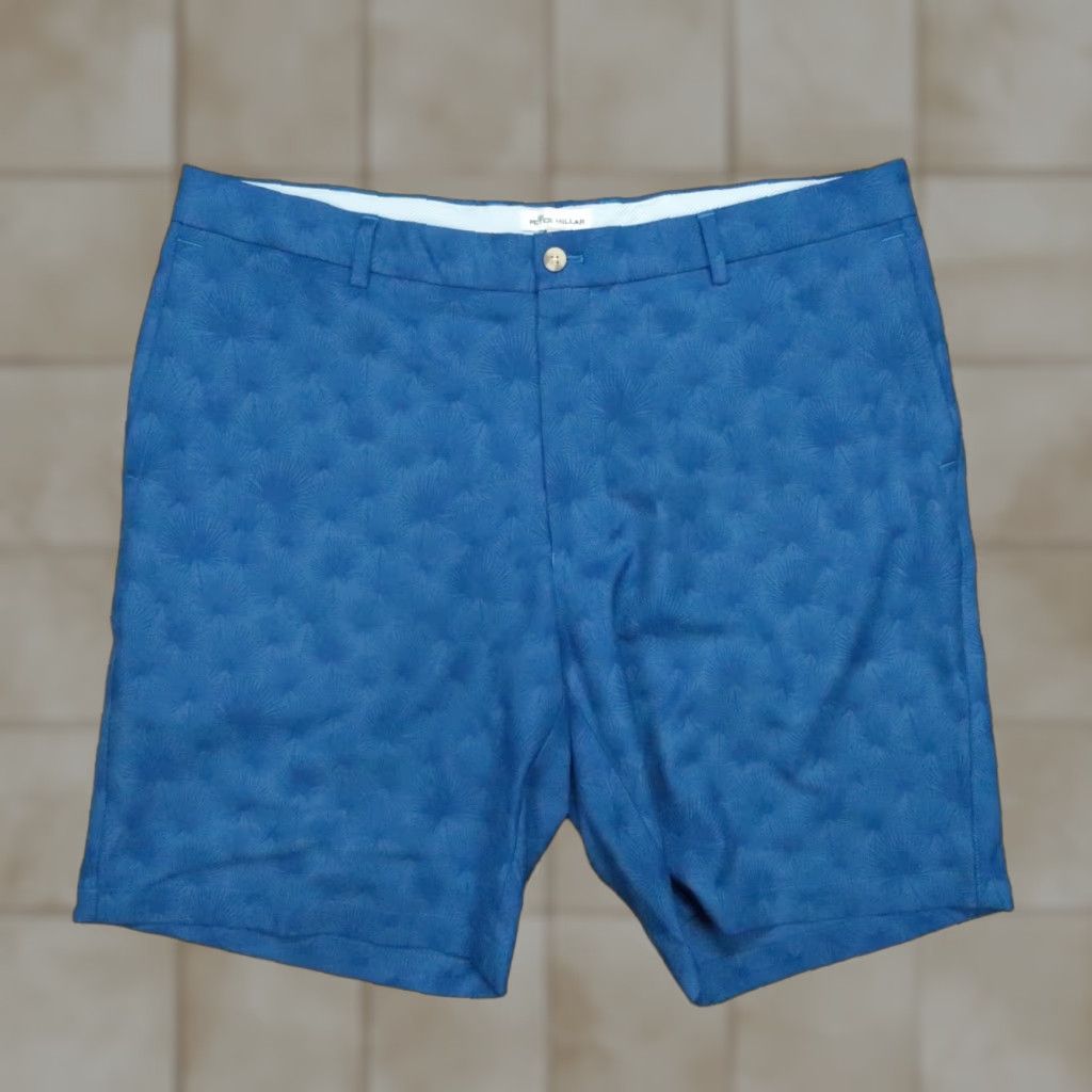 Peter Millar Peter Millar Shorts Mens 38 Blue Carbarro Fan Palm Twill Performance Chino Shirt? Size US 38 / EU 54 - 1 Thumbnail