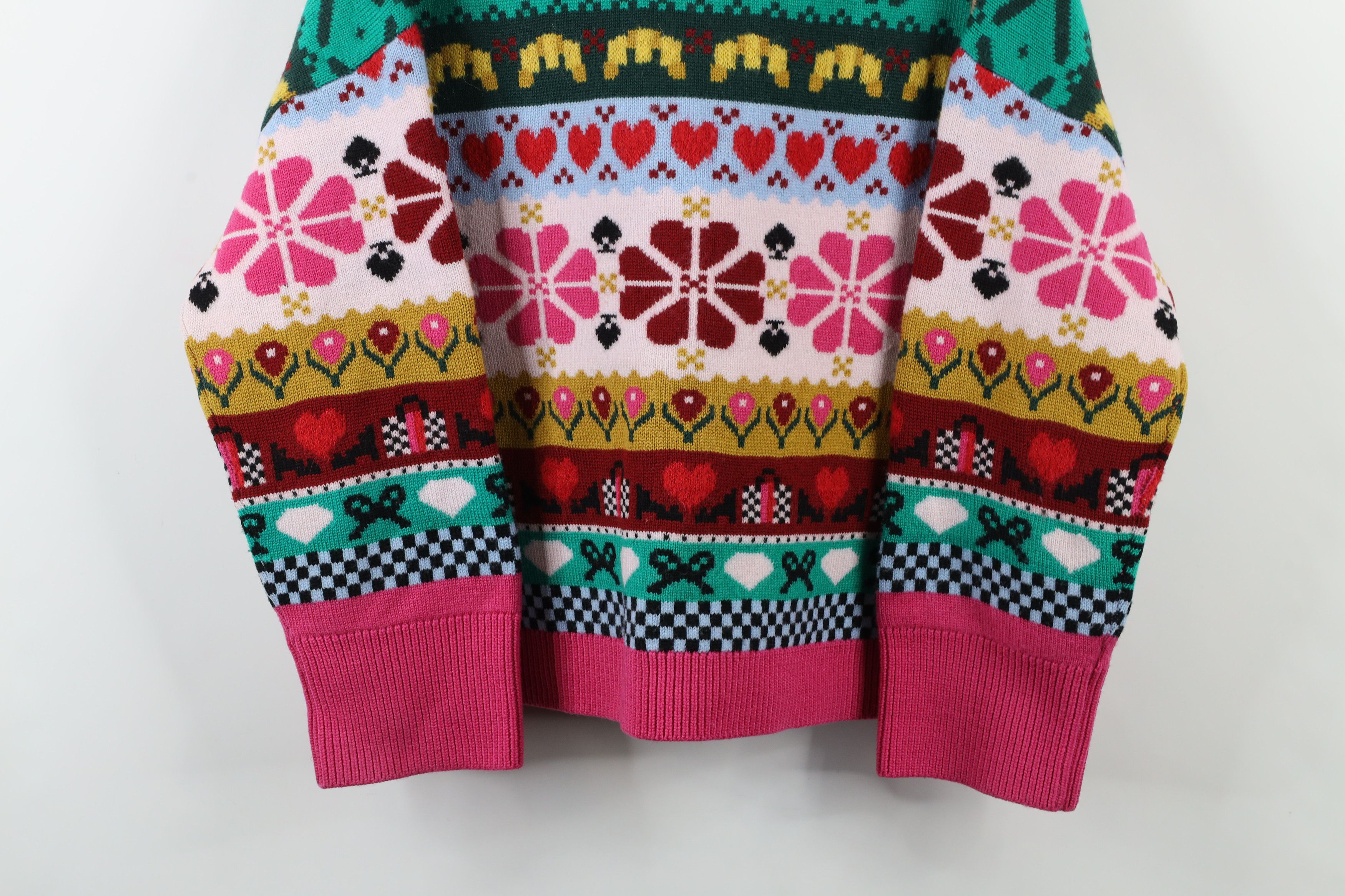 Kate Spade × Vintage Kate Spade Mohair Blend Knit Intarsia Flower Heart Sweater Size L / US 10 / IT 46 - 3 Thumbnail