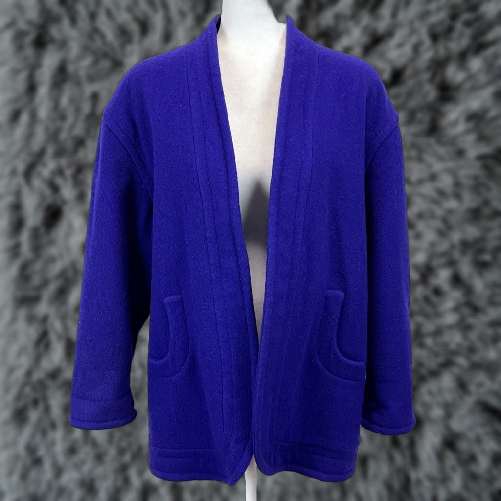Vintage VINTAGE Unbranded Wool Jacket Sz Medium Womens Open Front Lined Purple 80s Classic Size M / US 6-8 / IT 42-44 - 1 Thumbnail