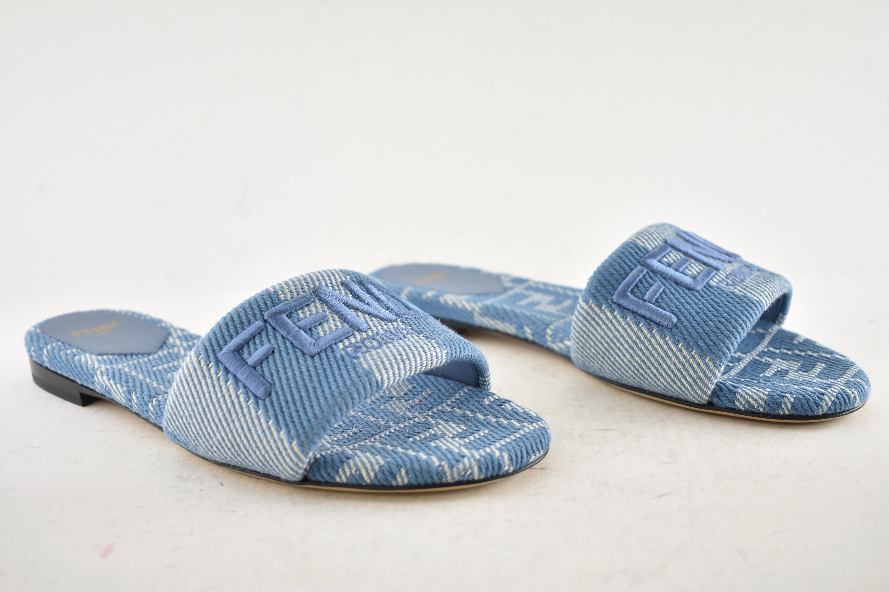 Fendi Fendi Sunshine Denim FF Logo Mule Slide Flat Sandal 37 Size US 7 / IT 37 - 4 Thumbnail