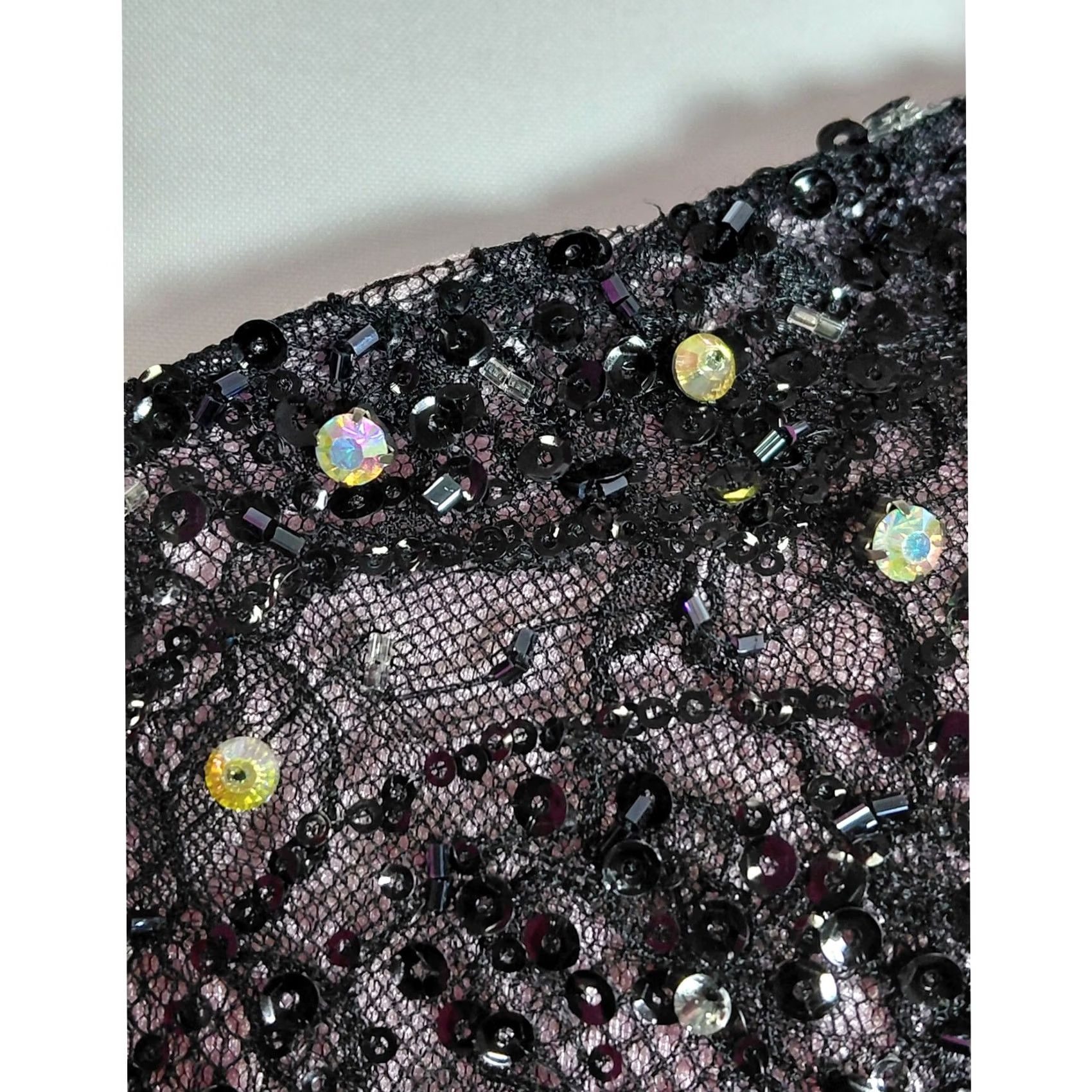 Vintage ALYCE PARIS Black Sequin Lace Strapless Dress Size 4 Short Sleeveless Solid Party/Cocktail Formal Womens Size 27" / US 4 / IT 40 - 3 Thumbnail