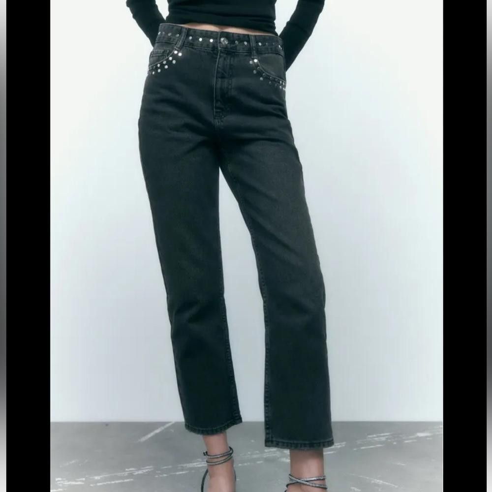 Zara Zara l NWT High Rise Studded Straight Leg Jeans 4 Size 27" / US 4 / IT 40 - 1 Thumbnail
