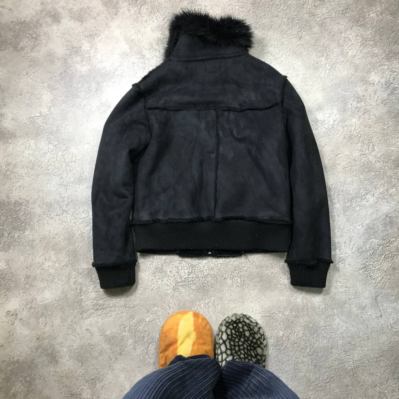 Vintage Vintage Y2K Black Bomber Jacket Fur Collar Streetwear Slim M Size M / US 6-8 / IT 42-44 - 6 Thumbnail