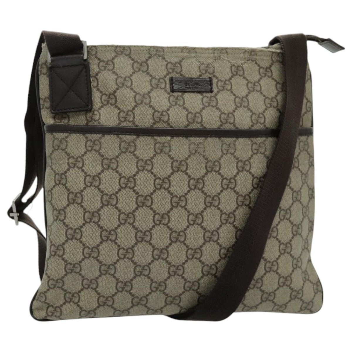Gucci GUCCI GG Supreme Shoulder Bag Pvc Leather Beige Brown Silver Size ONE SIZE - 1 Thumbnail