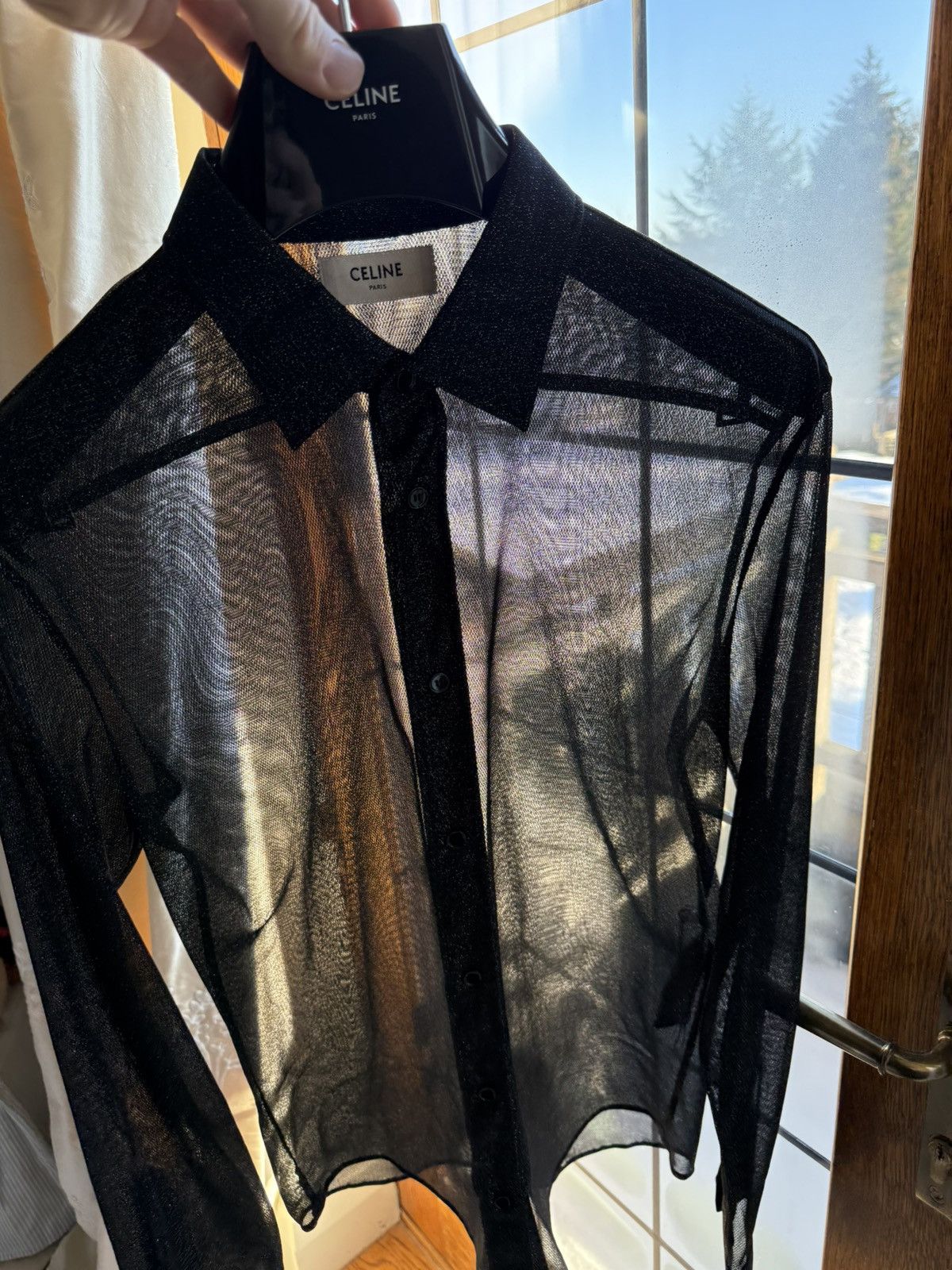 Celine $1.2k Celine Loose Carnaby shirt in lurex mesh Hedi 38 M Size US M / EU 48-50 / 2 - 16 Thumbnail