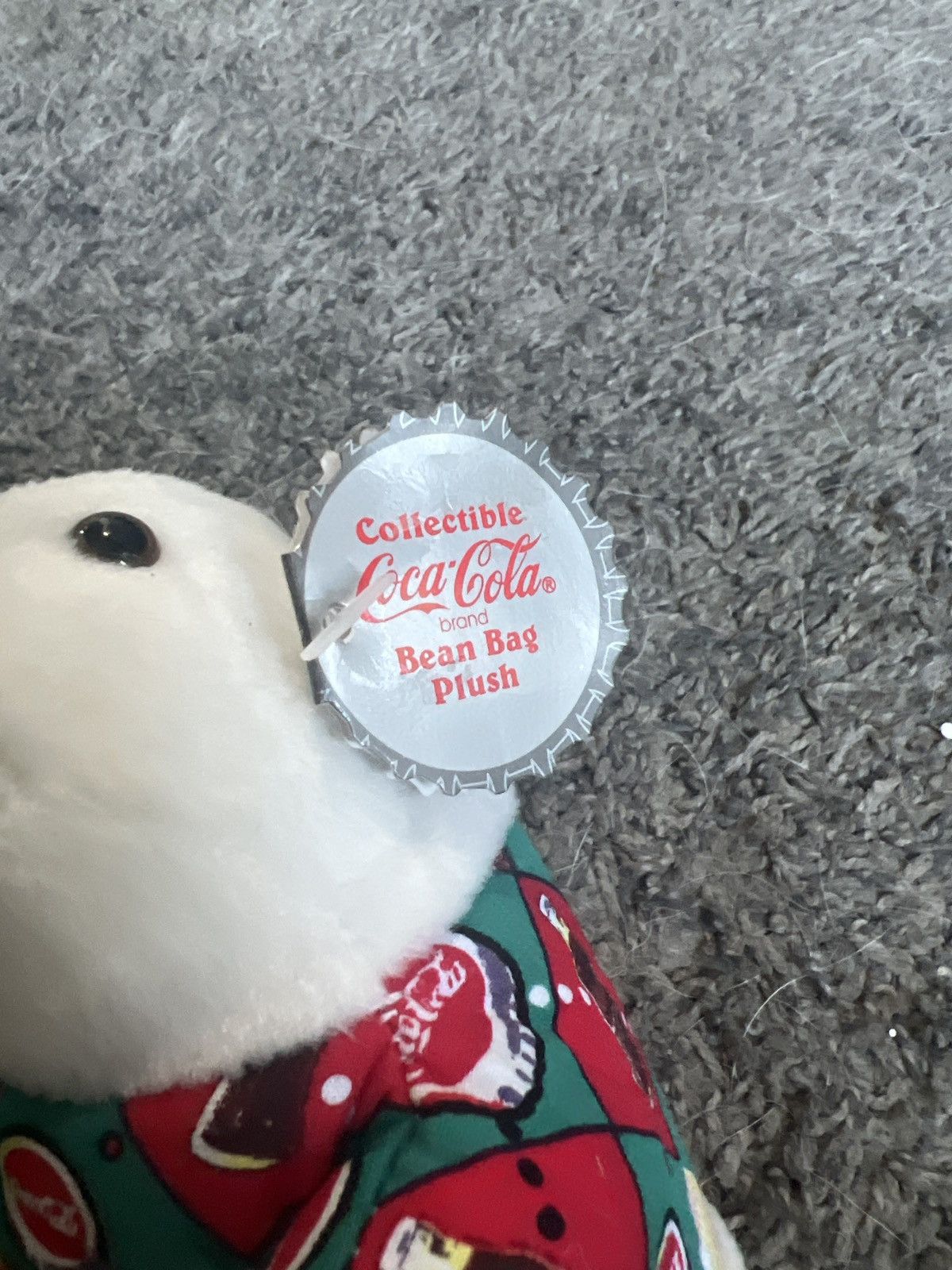 Coca Cola 1997 Coca-Cola Polar Bear In Argyle Shirt Bean Bag Plush Size ONE SIZE - 3 Thumbnail