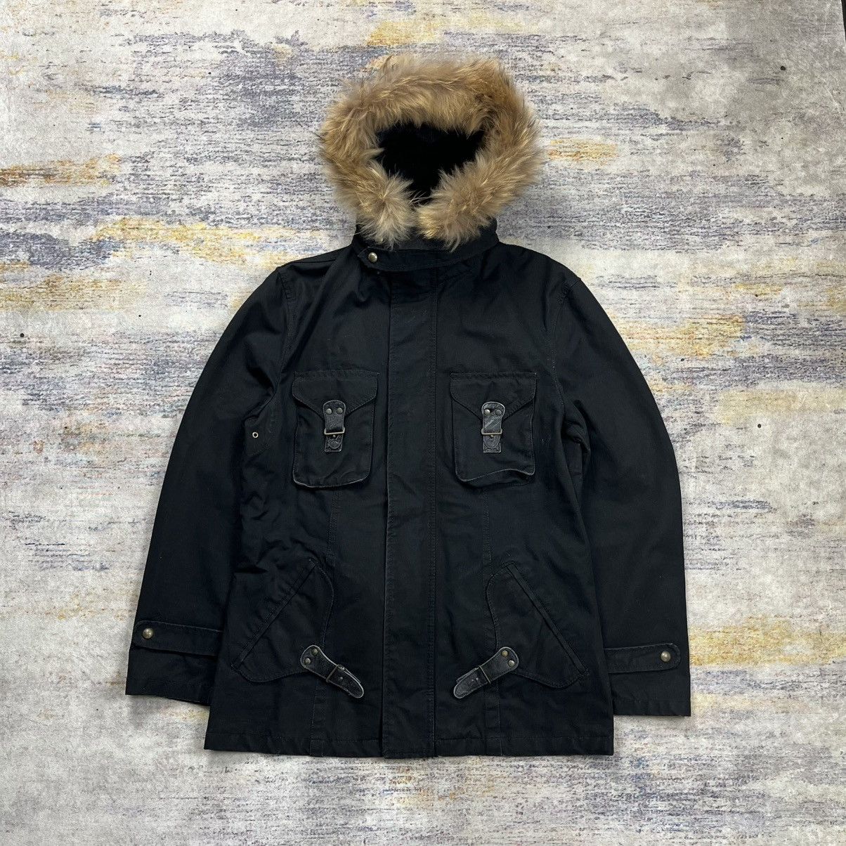 Ppfm double zipper fur bondage parka jacket vkei style