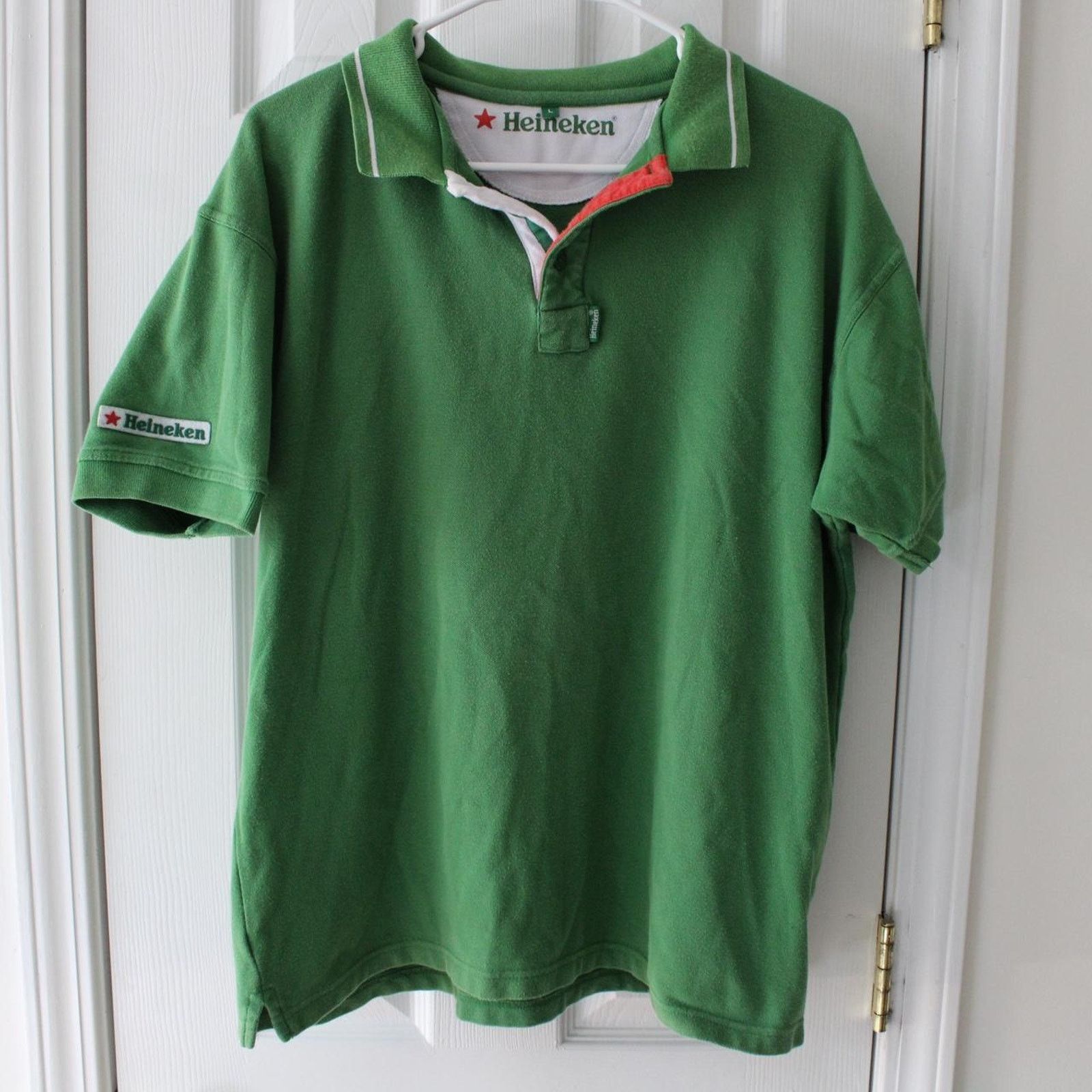 & Other Stories Y2K Green Heineken Beer Short Sleeve Collard Polo Shirt Size US L / EU 52-54 / 3 - 3 Thumbnail